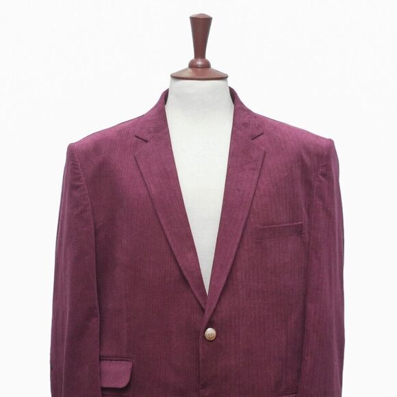Mens Blazer Burgundy Velvet Dress Formal Party Jacket Wedding Sport Coat 46R - Picture 3 of 7